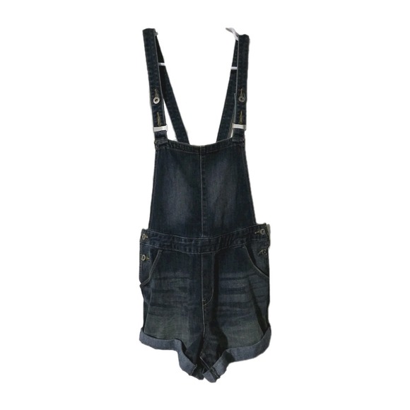 Denizen Levi's Womens Dark Wash Rolled Cuff Short Jean Overall Small - Picture 1 of 5